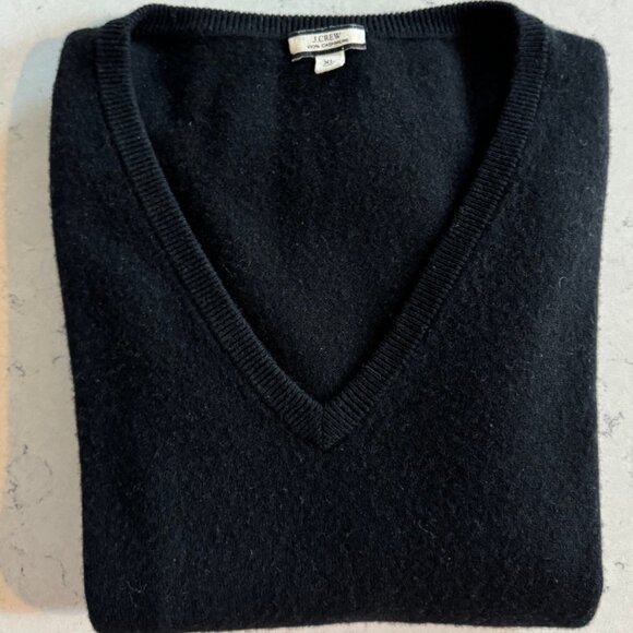J. Crew Cashmere Relaxed V-Neck Sweater in Black Size XL - Picture 1 of 4